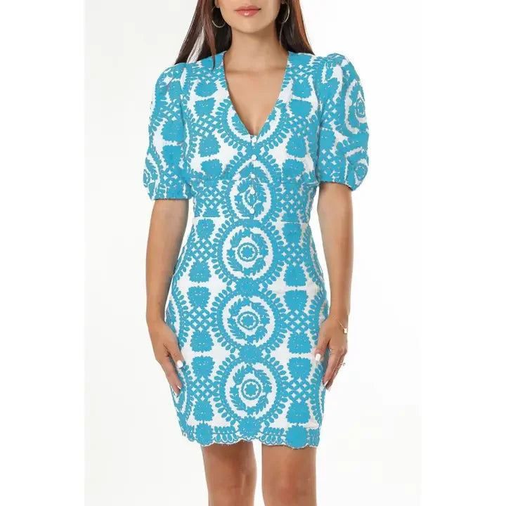 Rosemary Cotton Eyelet Embroidered Mini Dress