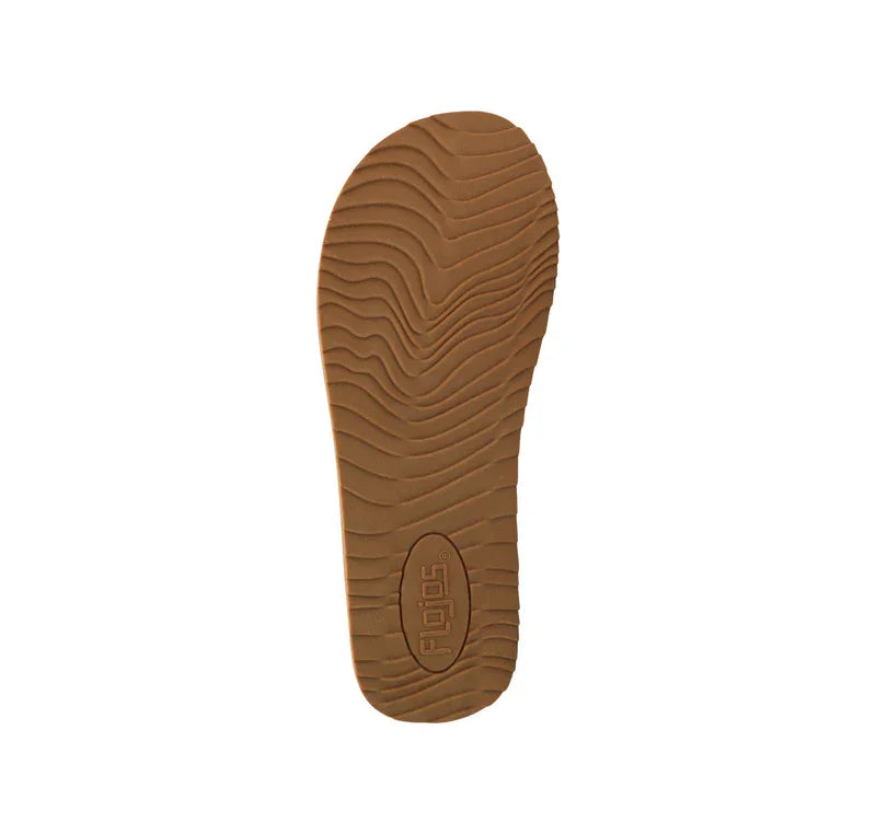 Flojos Billie Sandal footbed showcasing cushioning and arch support, perfect for coastal boutique clothing and beach dresses.