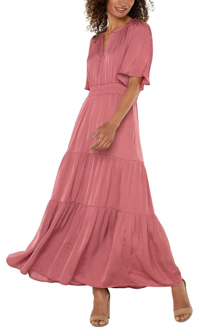 Liverpool Satin Rose Midi Dress