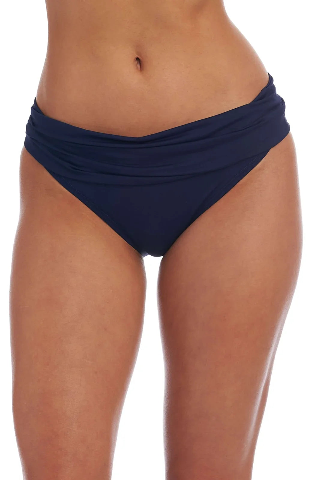 Island Goddess Shirred Band Hipster Bottom in Indigo, perfect for coastal boutique clothing and stylish beachwear.