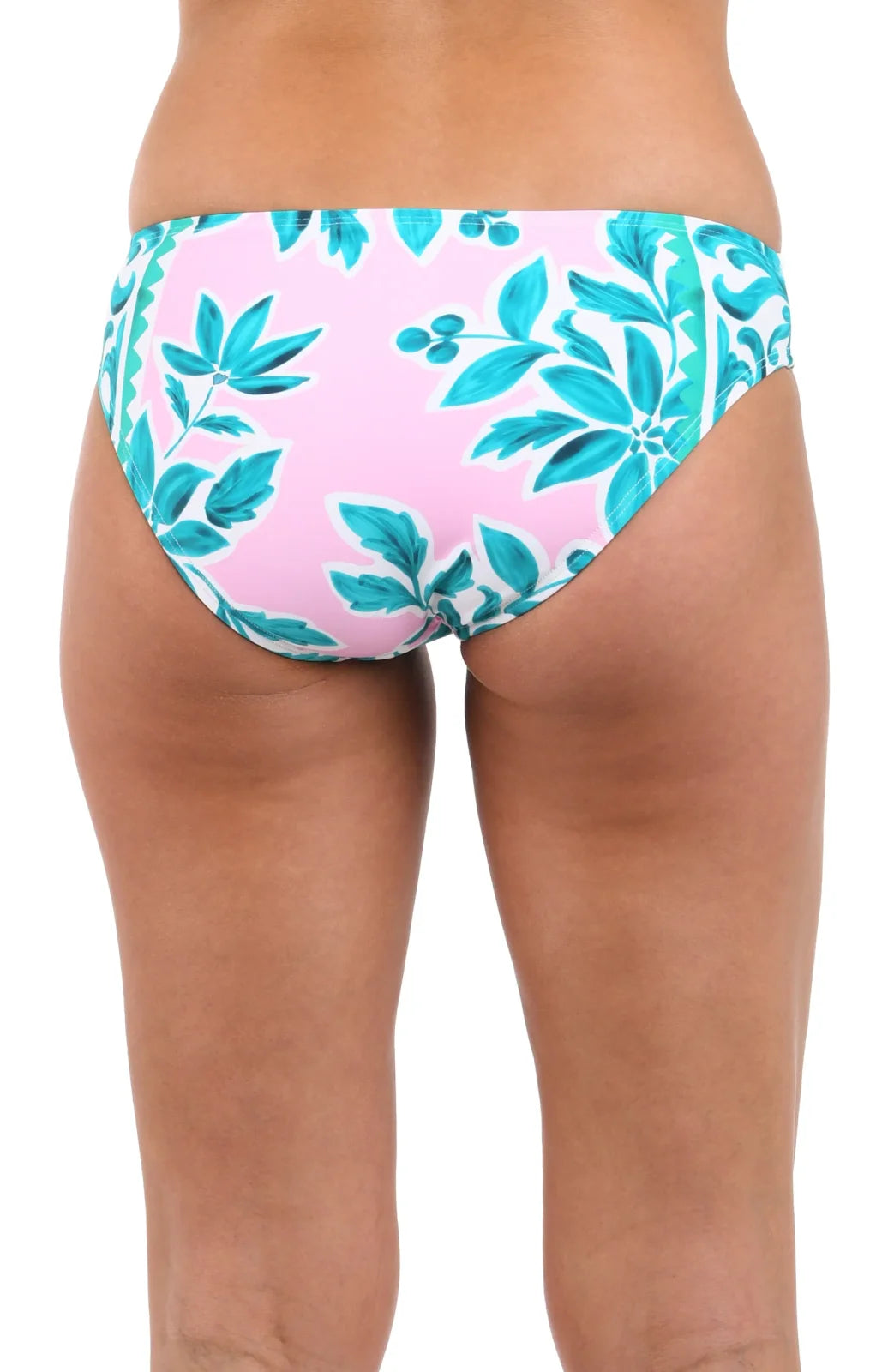 Opulent Palms Hipster Bottom featuring tropical floral print, perfect for beachwear at a Port Aransas boutique.
