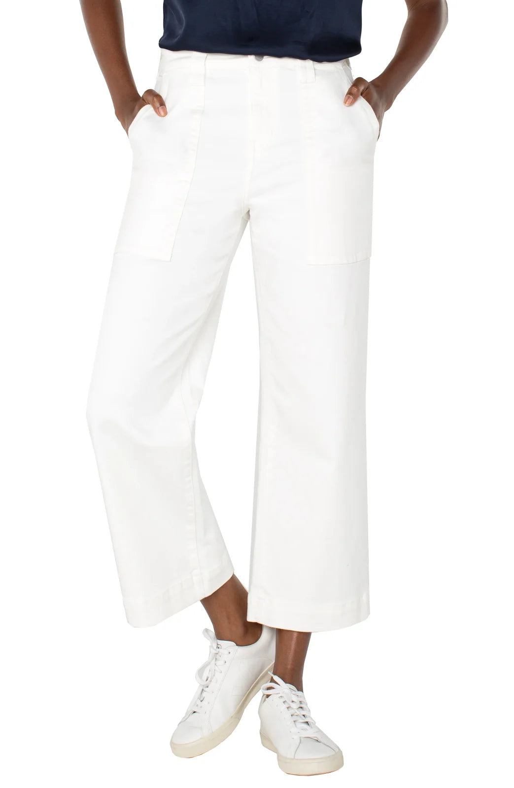 Liverpool Bone-White Stride Crop Jean, stylish women's bottoms from a coastal boutique, perfect for summer outfits.