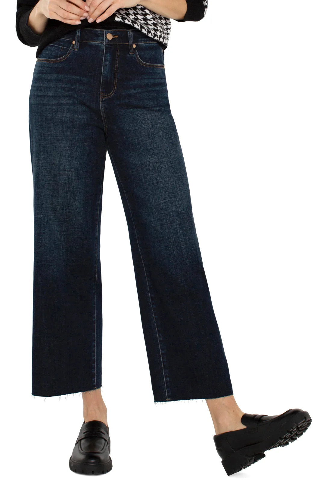 Liverpool Stride Hi-Rise jeans with cut hem, part of curated women's fashion in coastal boutique clothing.