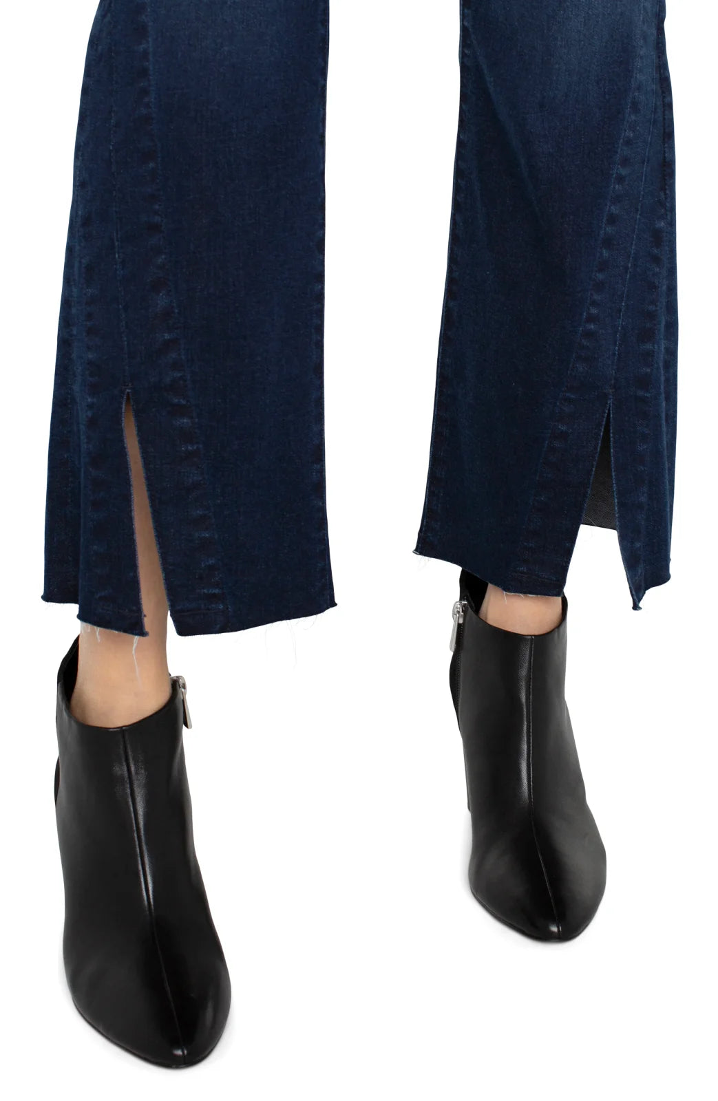 Stylish Liverpool GIA Glider-Crop Flare jeans paired with black ankle boots, perfect for coastal boutique clothing looks.