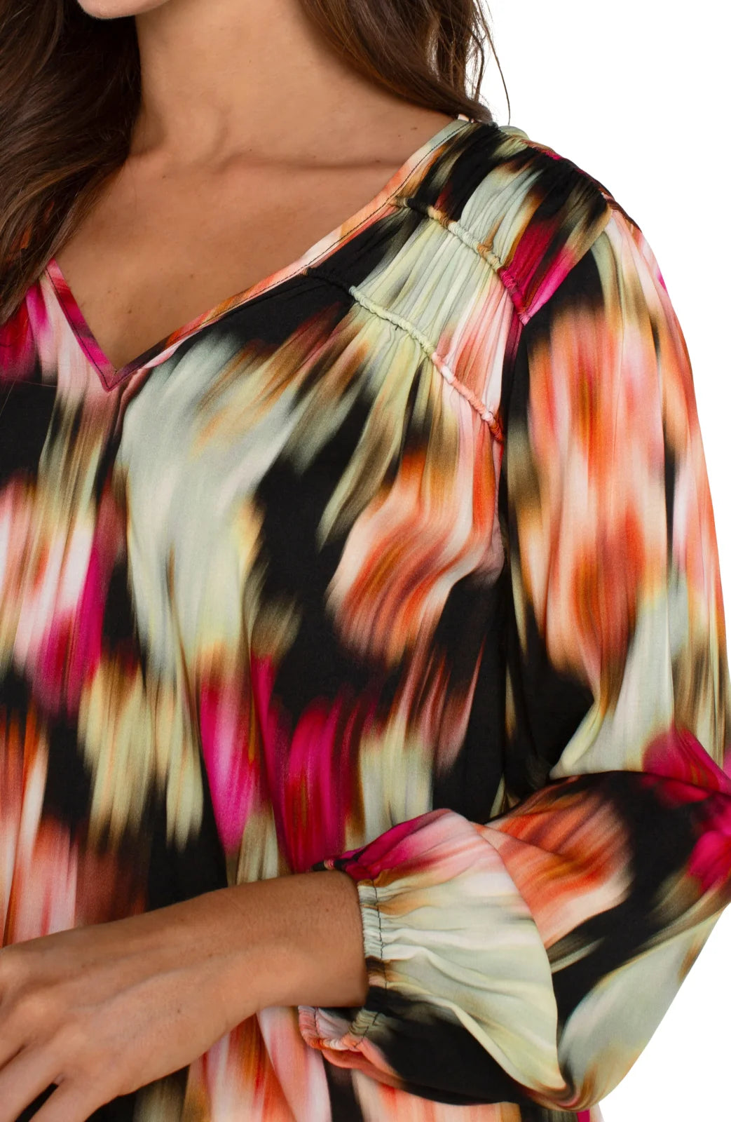 Stylish Liverpool Star Ruby Floral Long Sleeve Top, perfect for coastal beach outfits and Port Aransas boutique fashion.