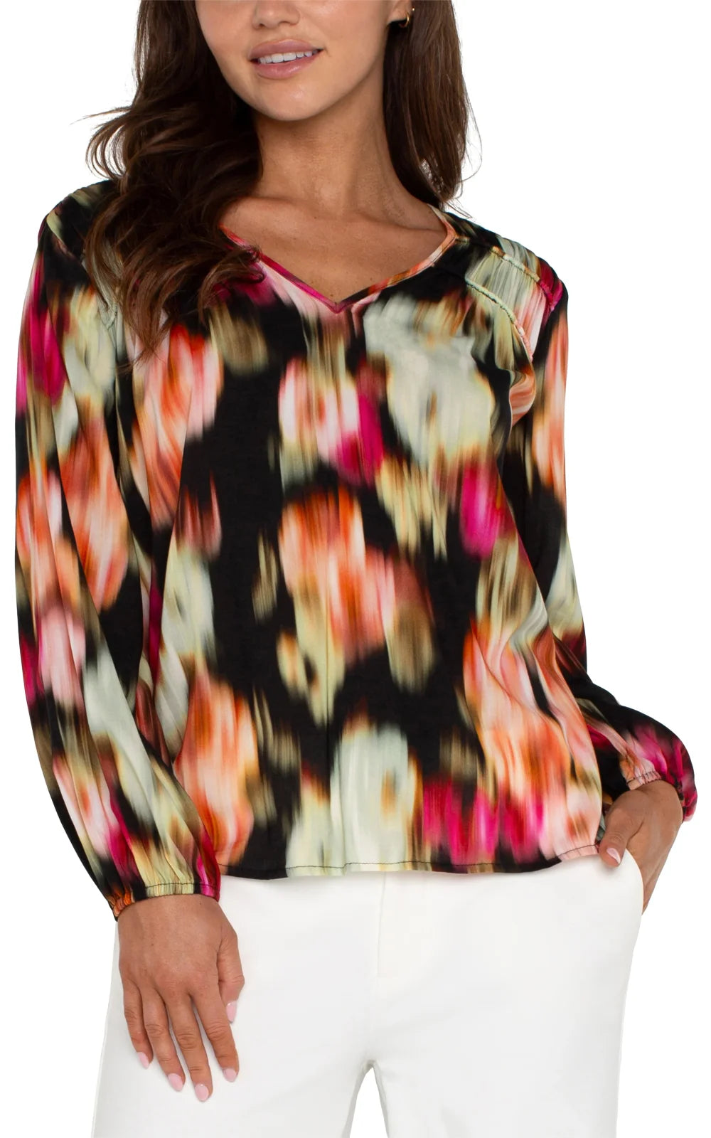 Liverpool Star Ruby Floral Long Sleeve Top, stylish women's top, perfect for coastal boutique clothing and beach dresses.