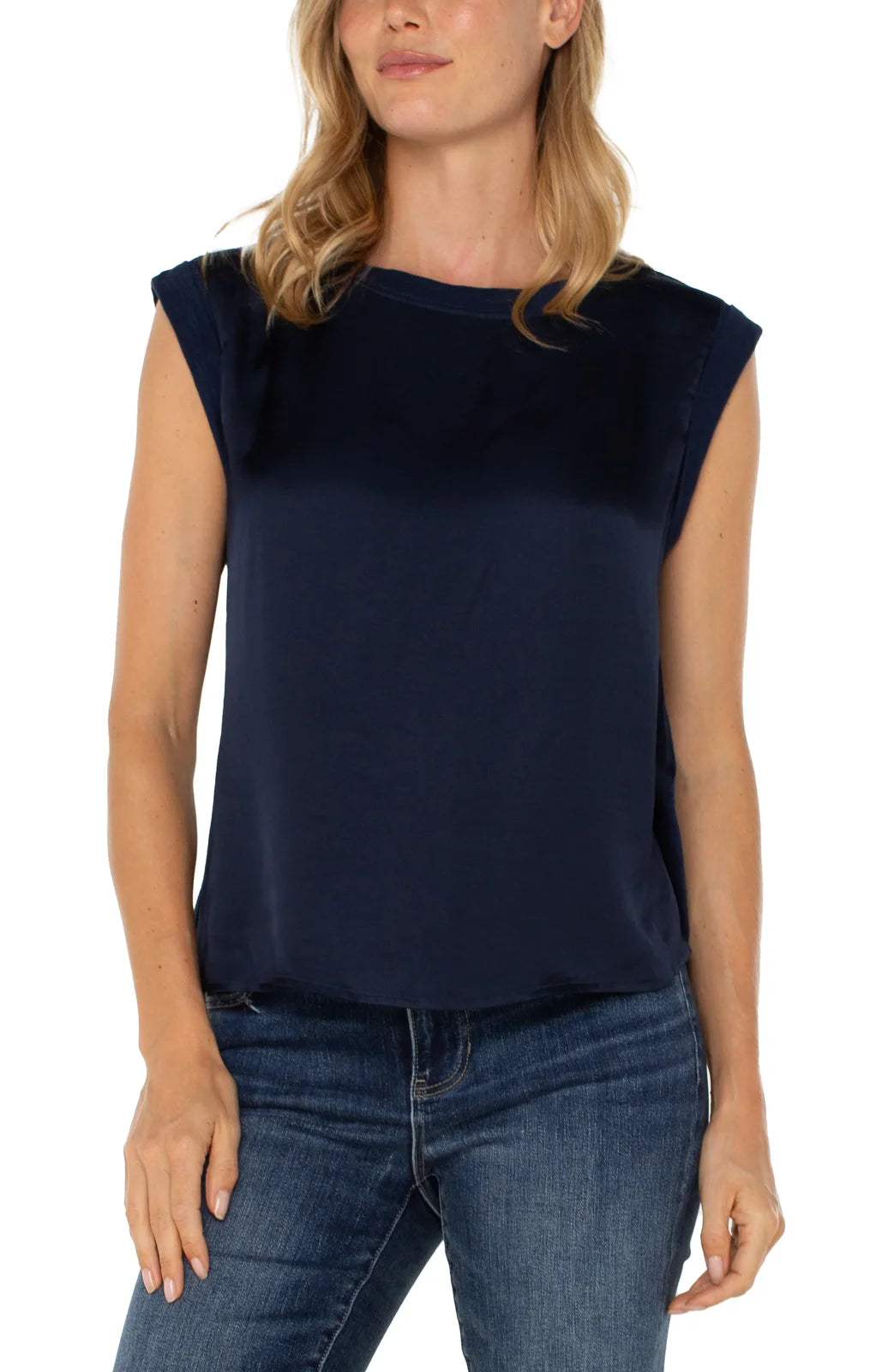 Liverpool Indigo Pintuck Top, a stylish women's top perfect for coastal boutique clothing and everyday wear.