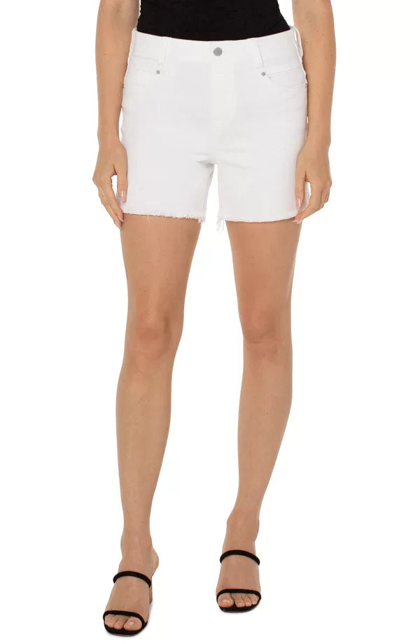 Liverpool White Gia 4.75 in. Shorts on model, perfect for summer outfits Texas from Raggdoll Boutique.
