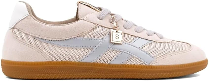 Sasha Sneaker in Beige featuring suede and mesh, perfect for trendy coastal style at Raggdoll Boutique.