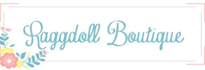 Raggdoll Boutique logo featuring flowers and stylish cursive text, representing fashionable women's clothing.