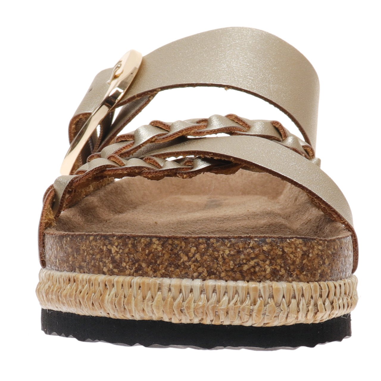 Wren Gold Sandal showcasing stylish design, perfect for beach dresses and tropical vacations, available at Port Aransas boutique.