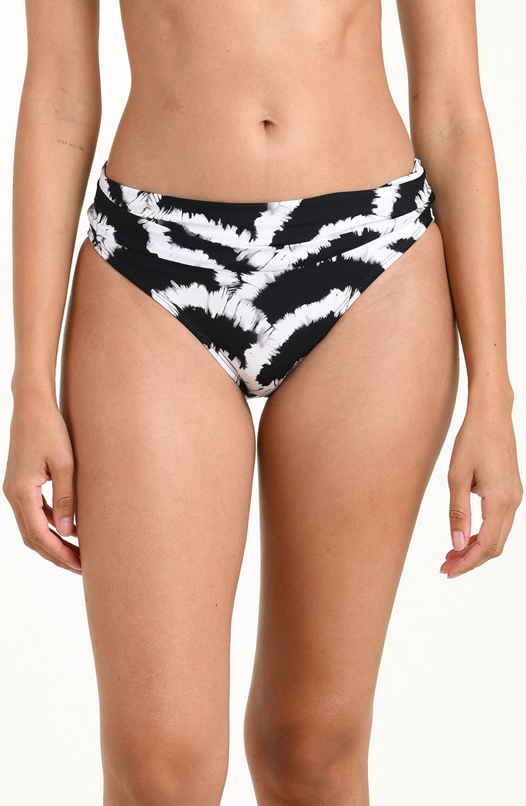 Woven Shadows shirred band hipster bottom in black — view 1