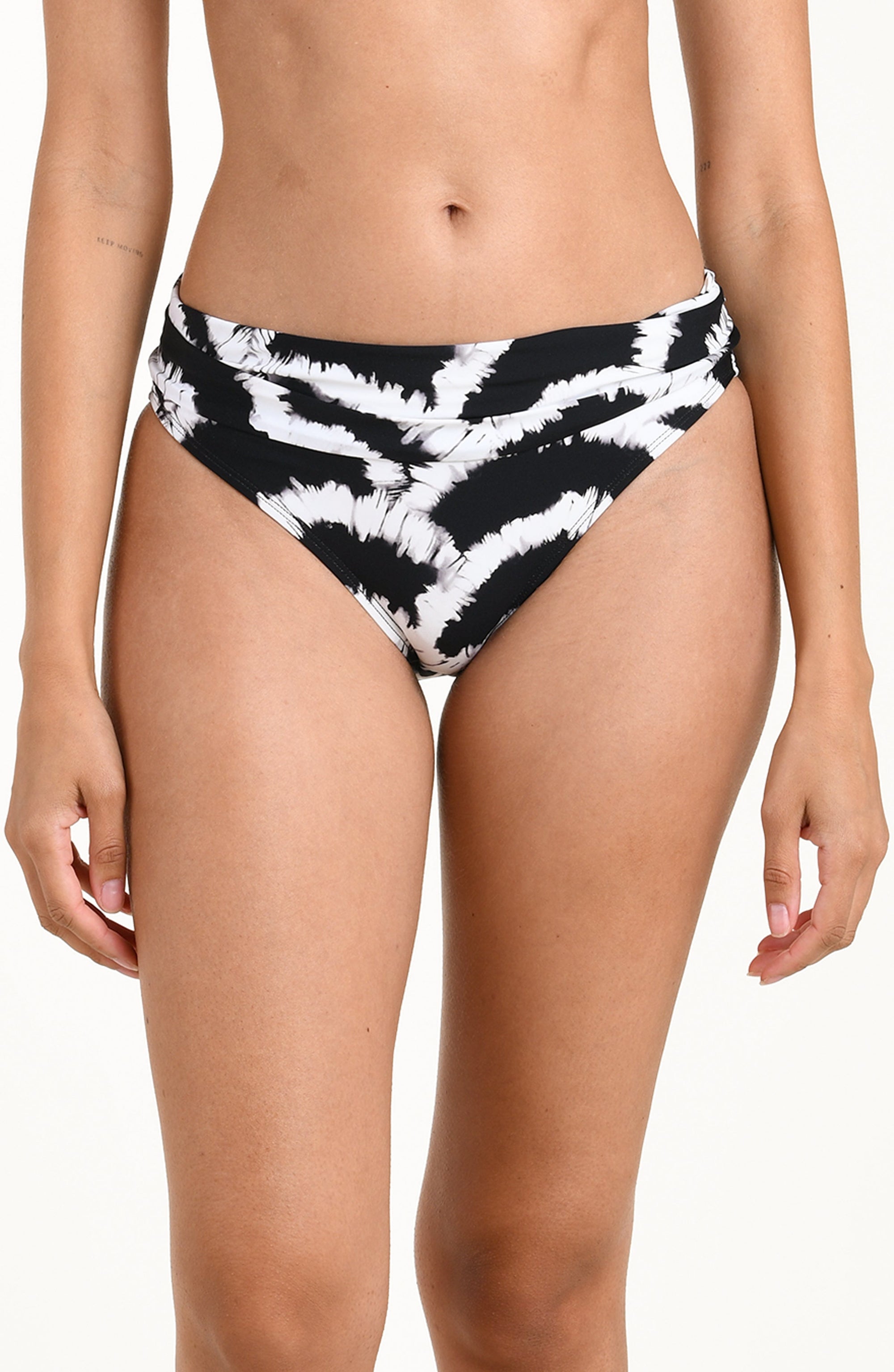Woven Shadows shirred band hipster bottom in black — view 1