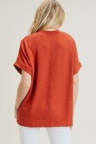 Stylish rust top from Port Aransas boutique, perfect for beach dresses, curvy plus size fashion, or tropical vacation outfits.