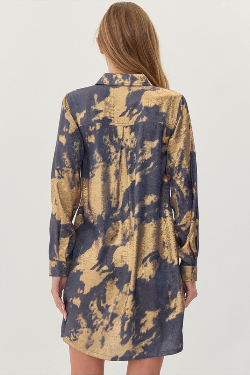 Stylish denim and gold dress XL from Port Aransas boutique, perfect for curvy plus size fashion and tropical vacations.