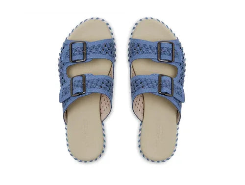 LIGHT REGATTA TULIP SANDALS DOUBLE STRAP W/BUCKLES by ILSE JACOBSEN, stylish blue sandals for coastal fashion at Raggdoll Boutique.