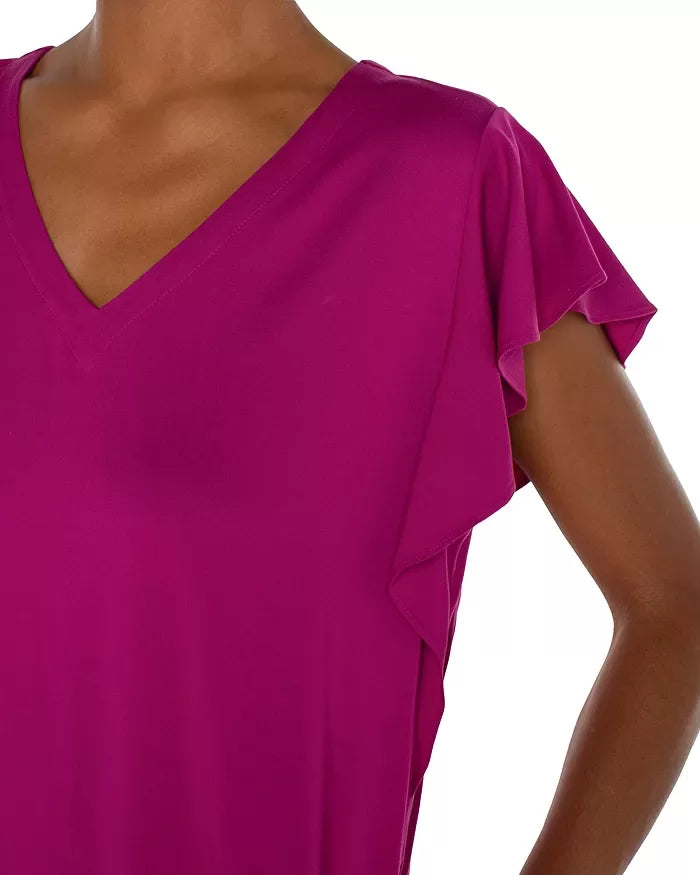 LIVERPOOL FUSHIA KISS FLUTTER SLEEVE DRESS from Raggdoll Boutique, ideal for trendy coastal style and summer outfits Texas.