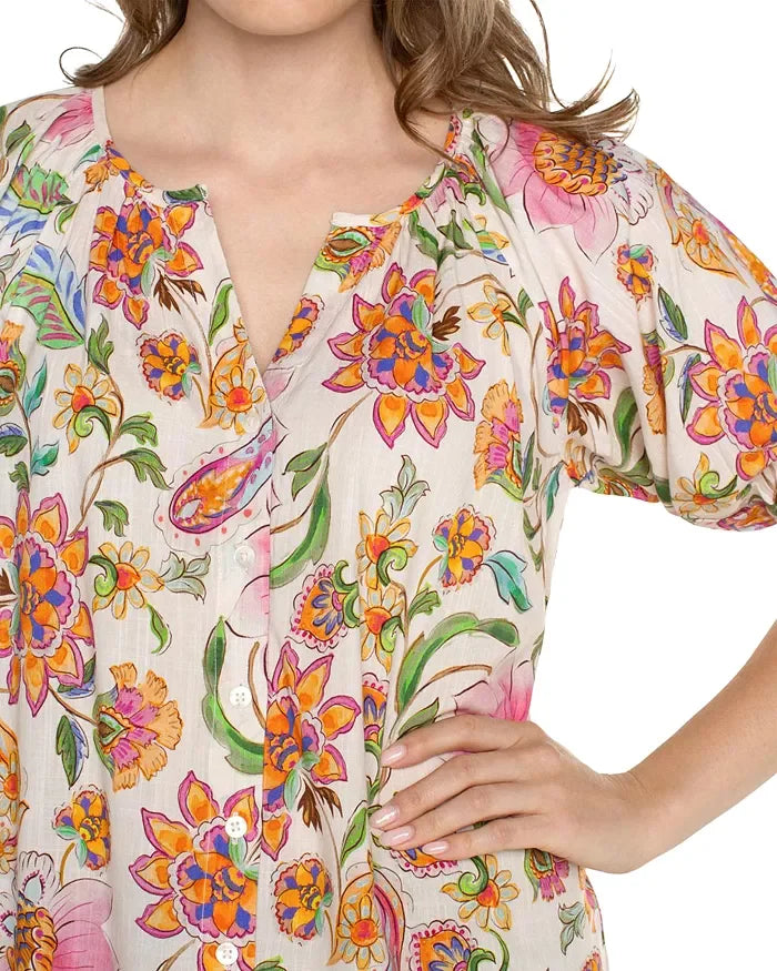 Liverpool Multi Flower Top at Raggdoll Boutique featuring vibrant floral print, perfect for trendy coastal style.