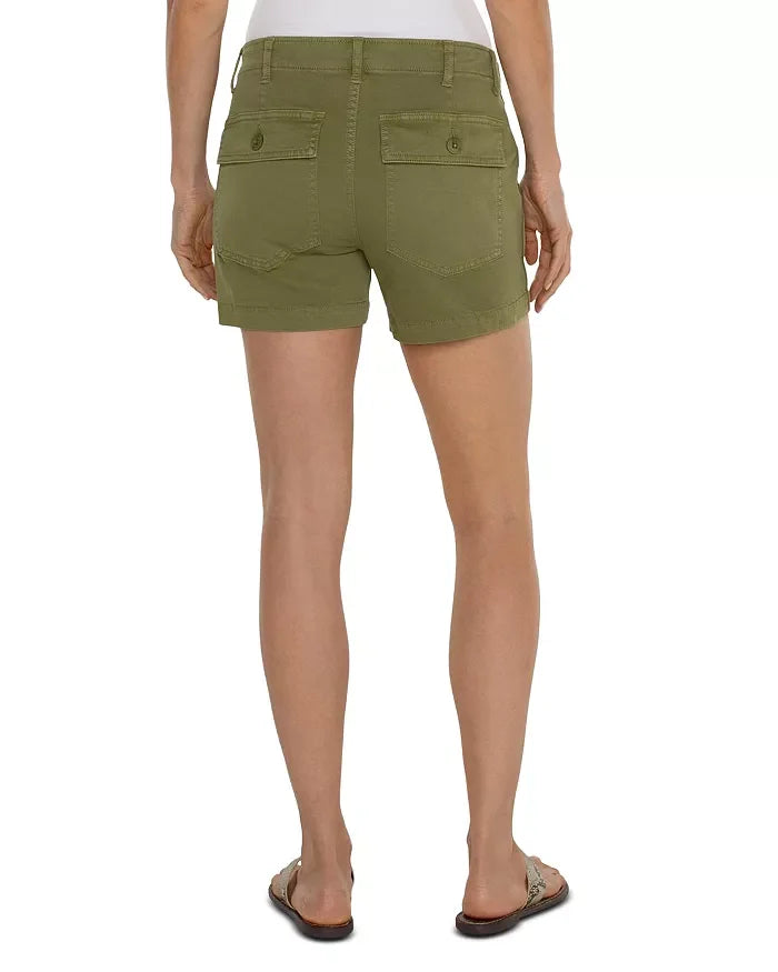 Back view of Liverpool Utility Shorts in Eucalyptus, perfect for coastal boutique clothing and curvy plus size fashion.