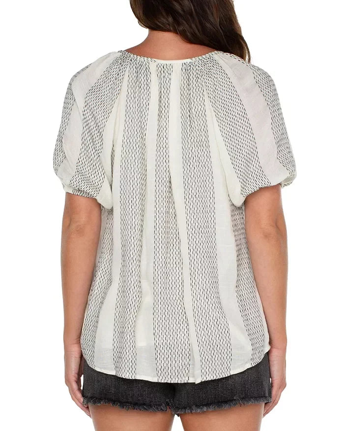Liverpool Vintage Off-White Black Woven Top, trendy women’s clothing from Raggdoll Boutique.