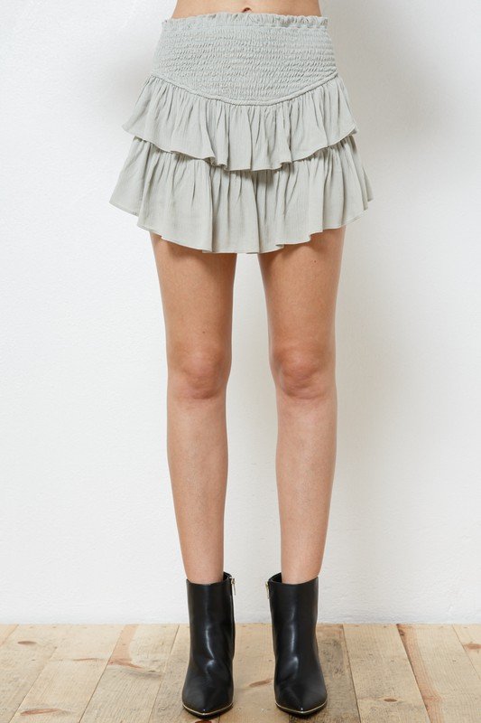 CUTE! SAGE RUFFLED SKORT from Raggdoll Boutique, perfect for summer outfits Texas and trendy coastal style.