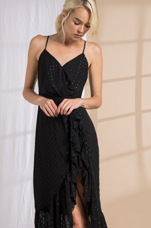 BACK RUFFLE MAXI DRESS from Raggdoll Boutique offers trendy coastal style for women’s clothing Port Aransas.