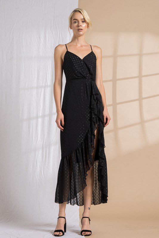 BACK RUFFLE MAXI DRESS at Raggdoll Boutique, your go-to Port Aransas boutique for trendy coastal style.