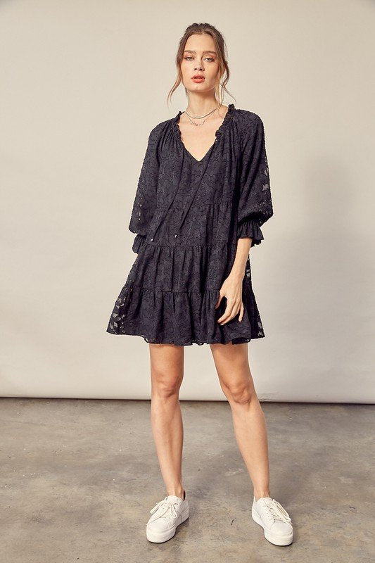 BLACK FLORAL BABY DOLL dress from Raggdoll Boutique, perfect for coastal fashion and summer outfits Texas.