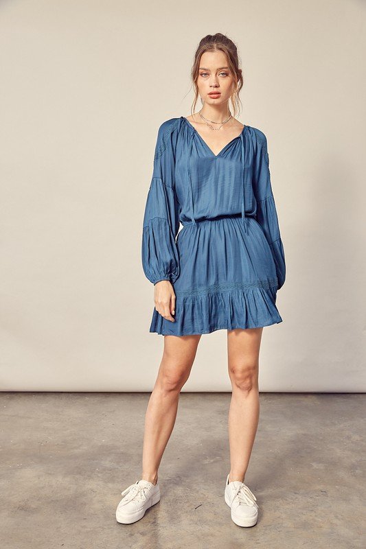 Stylish REAL TEAL DRESS from Raggdoll Boutique, featuring lace trim, perfect for trendy coastal style and summer outfits in Texas.