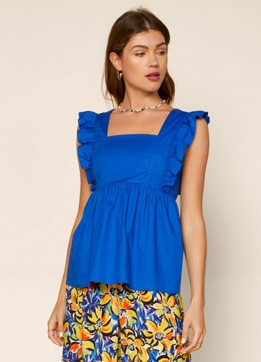 Royal blue bow back top from a coastal boutique, perfect for beach dresses and stylish tops for women.