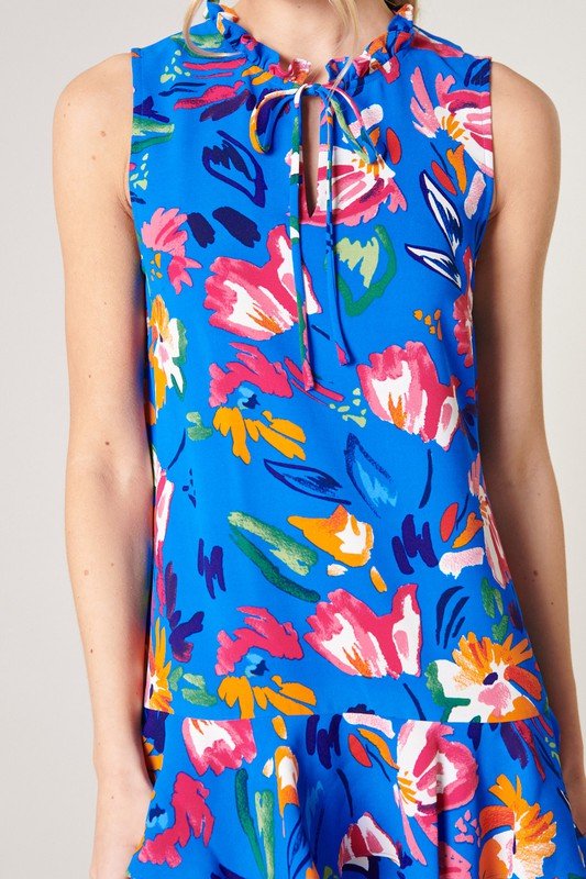 SUMMERTIME BLUE DRESS from Raggdoll Boutique, vibrant floral design perfect for summer outfits Texas.