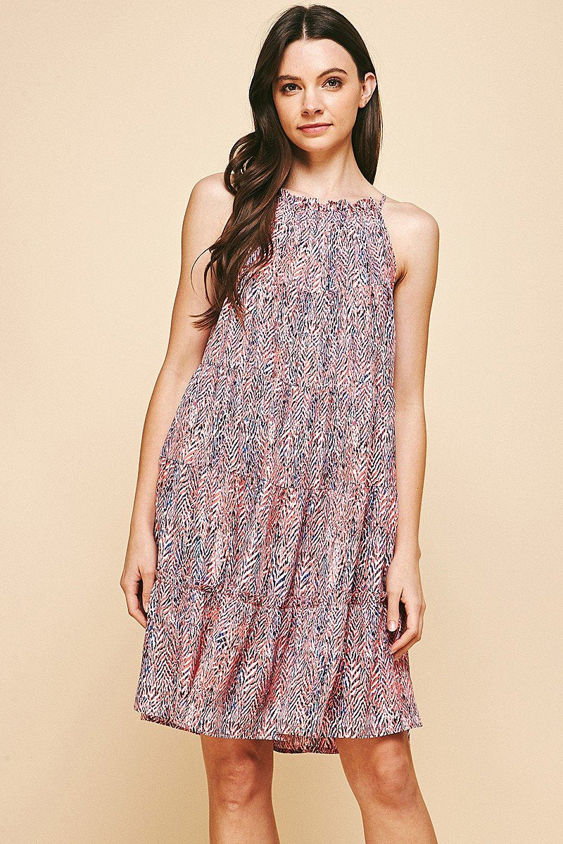 ABSTRACT NAVY AND PINK DRESS from Raggdoll Boutique, perfect for summer outfits in Texas and vacations.