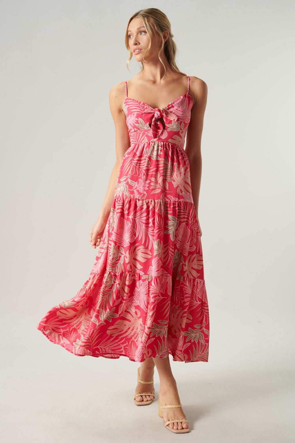 ISLAND HAPPY DRESS in pink floral, perfect for coastal boutique clothing and tropical vacations. Curated women's fashion.