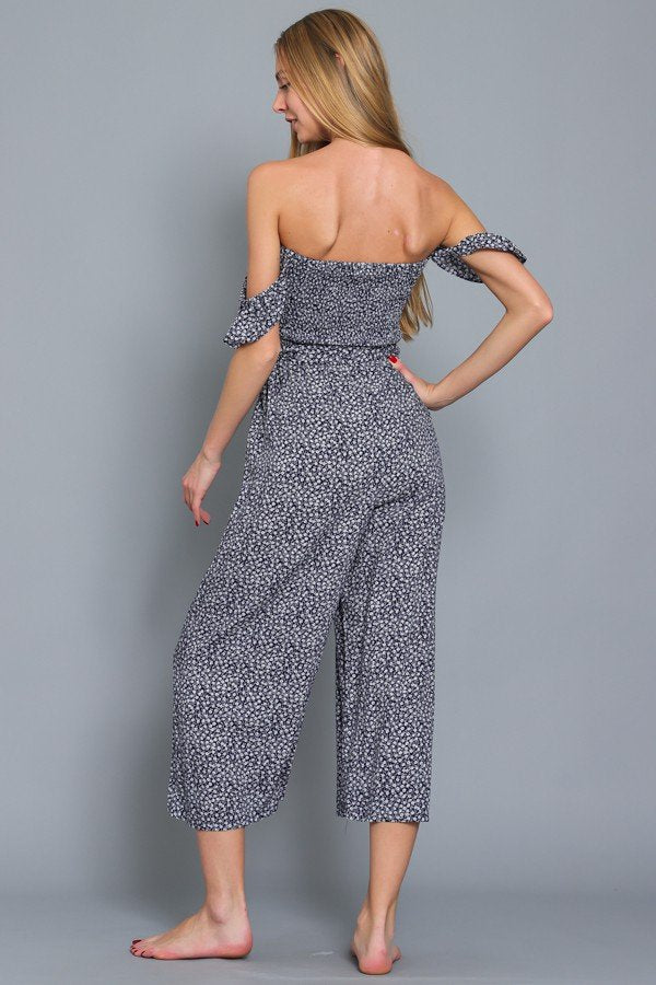 Navy/Multi Tube Smocked Jumpsuit from Raggdoll Boutique, perfect for trendy coastal style and summer outfits Texas.