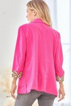 PINK JACKET WITH ANIMAL PRINT CUFF showcased in a trendy coastal style, perfect for summer outfits Texas at Raggdoll Boutique.