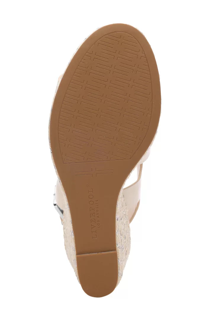 Liverpool Leather Ecru Wedge Sandal showcasing a stylish sole, perfect for summer outfits Texas from Raggdoll Boutique.