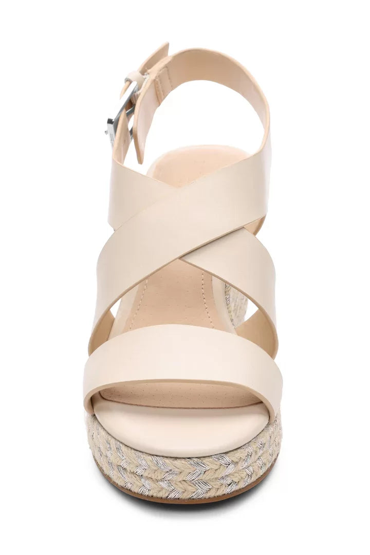 Liverpool Leather Ecru Wedge Sandal from Raggdoll Boutique for trendy coastal style and summer outfits Texas.