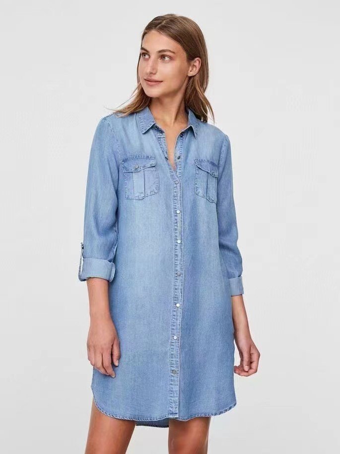 HOPE HORIZON DENIM LONG SLEEVE BUTTON DRESS from Raggdoll Boutique, perfect for trendy coastal style.