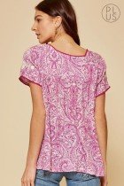 MAGENTA TOP featuring paisley print and embroidered design, perfect for summer outfits Texas from Raggdoll Boutique.