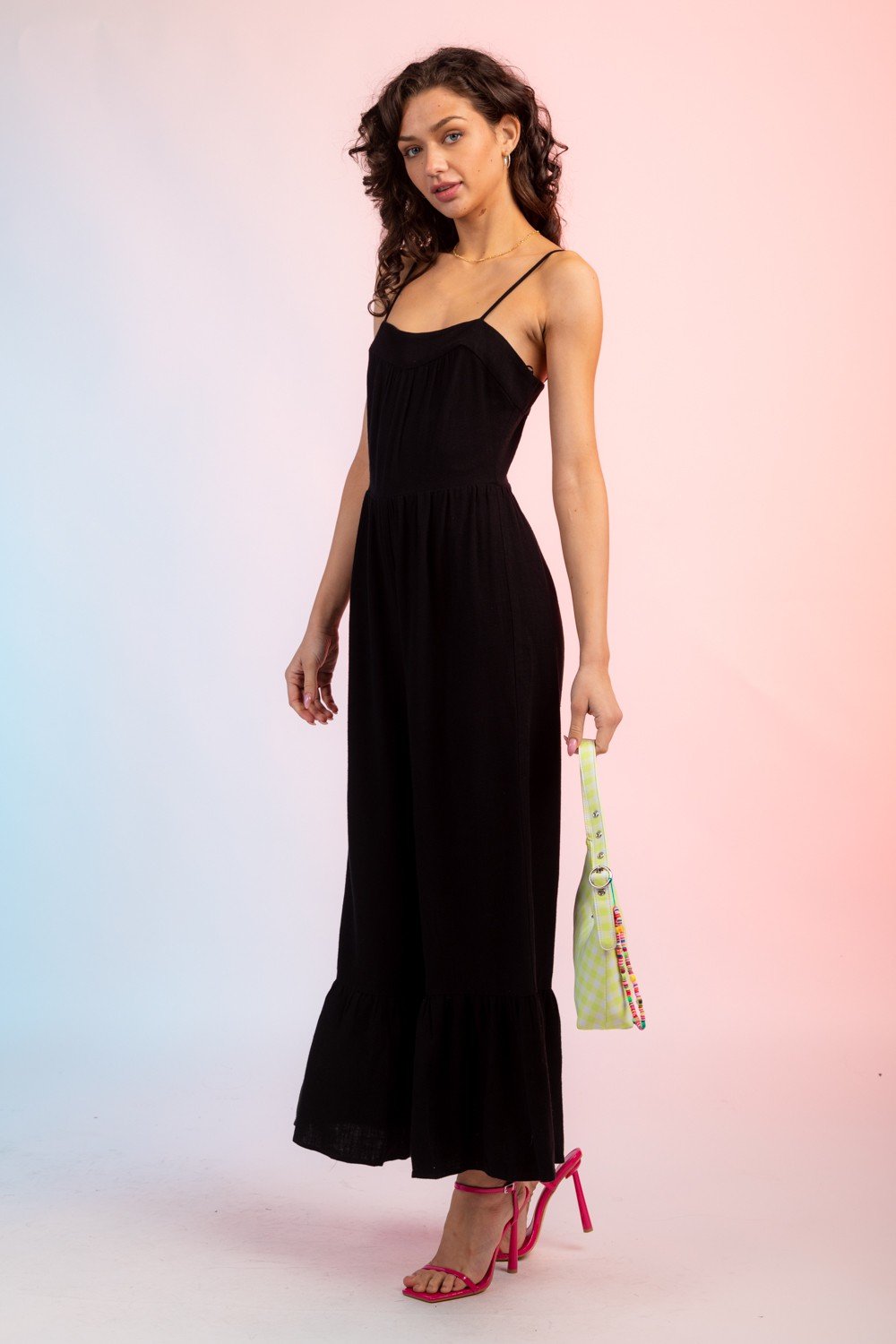 CUTE BLACK LINEN JUMPSUIT from Raggdoll Boutique, perfect for summer outfits Texas and trendy coastal style.