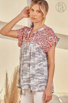 PLUS GREY CAMO SAVANNA JANE TOP from Raggdoll Boutique, trendy coastal style for summer outfits Texas.