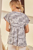 Back view of GREY CAMO TOP from Raggdoll Boutique, perfect for trendy coastal style and summer outfits Texas.