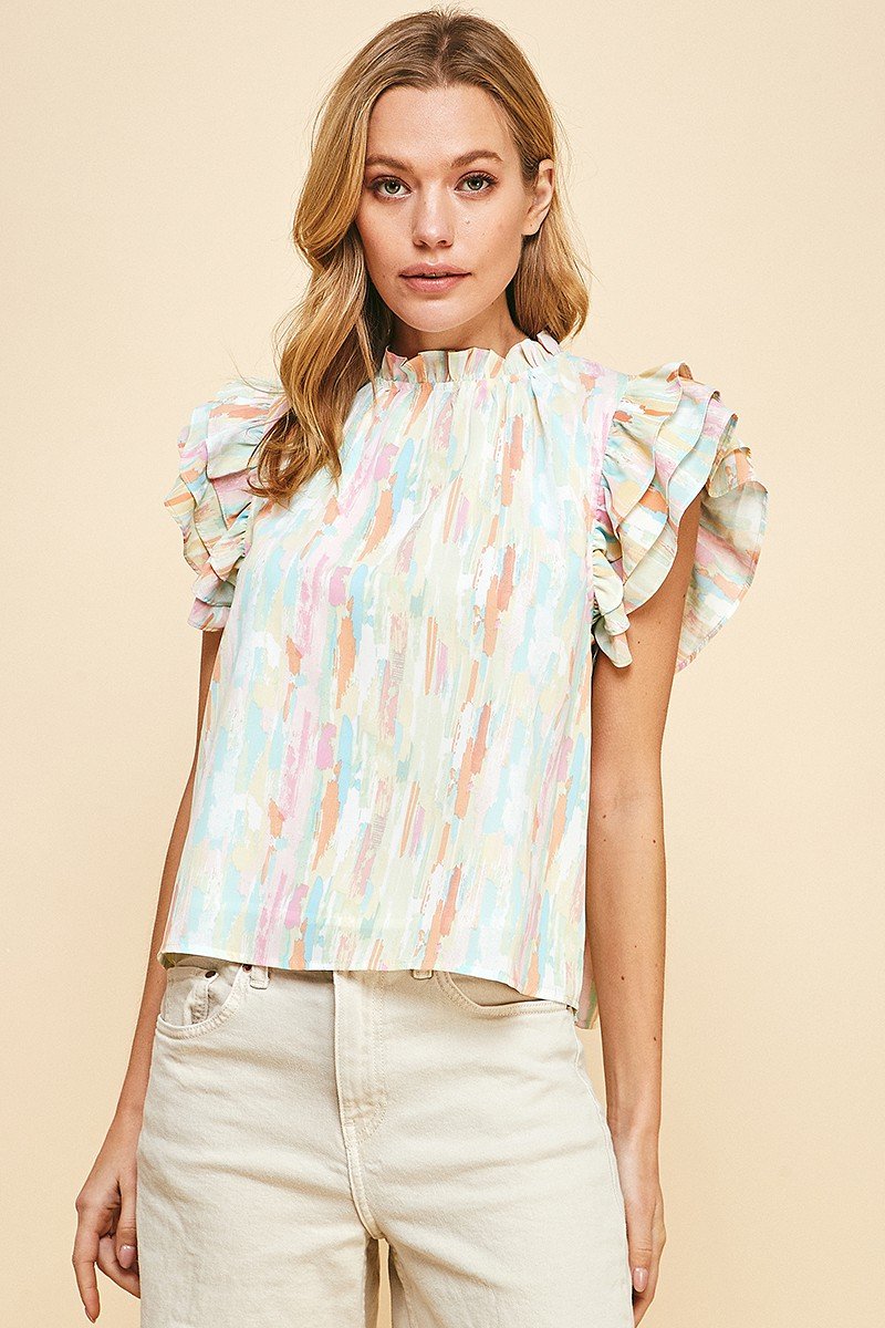 WATER COLORS TOP by Raggdoll Boutique, trendy coastal style, perfect for summer outfits Texas.