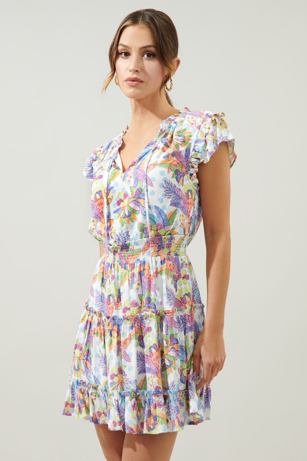 SO SINCERE DRESS in vibrant floral print, perfect for coastal boutique clothing and tropical vacations. Curvy plus size fashion.