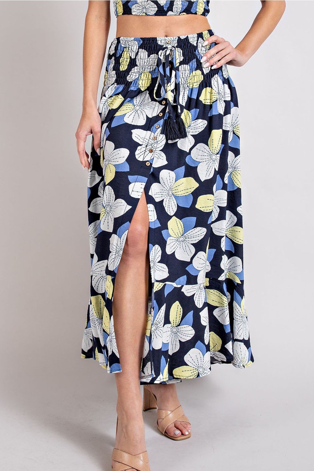 FLIRTY IN FLORALS 2 PIECE TOP AND SKIRT featuring a floral print maxi skirt from Raggdoll Boutique.