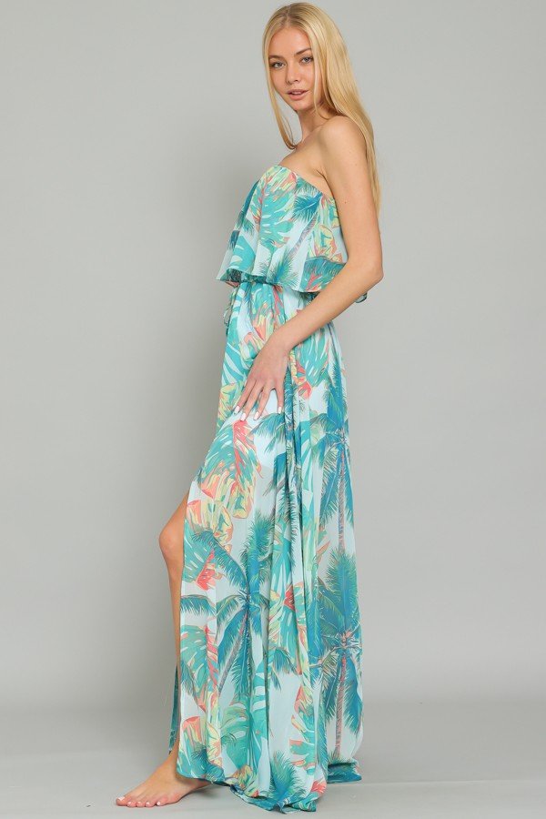 blue gauze dressing ISLAND LIFE MAXI DRESS