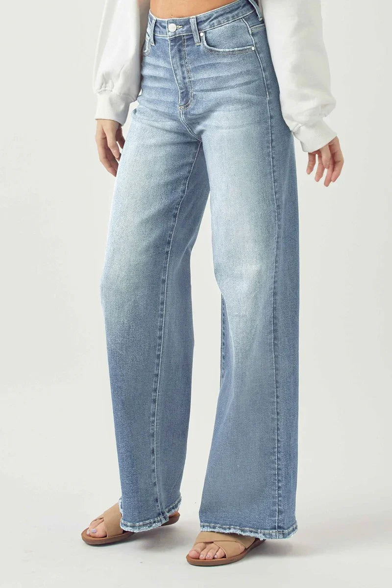 RISEN Basic Wide-Leg Jean styled for coastal boutique clothing, perfect for curvy plus size fashion and casual beach looks.