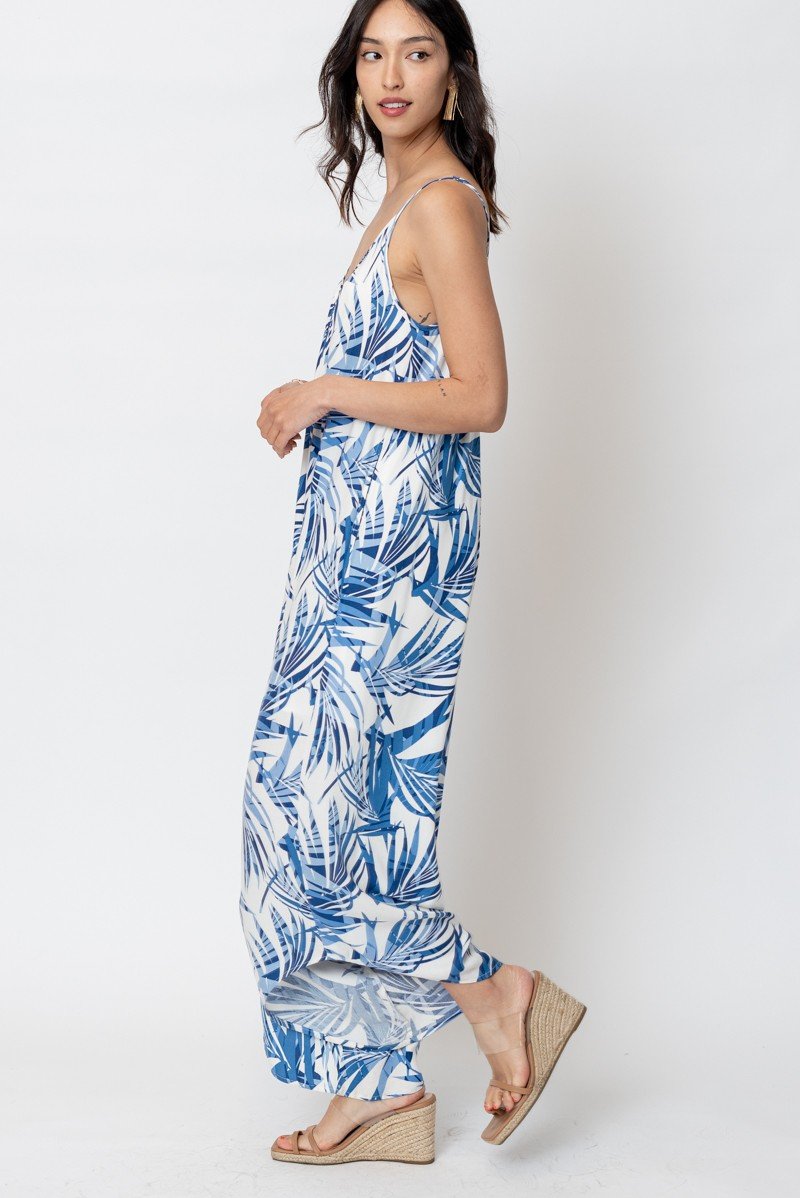 Tropical Paradise Jumpsuit from Raggdoll Boutique showcasing trendy coastal style for summer outfits Texas.