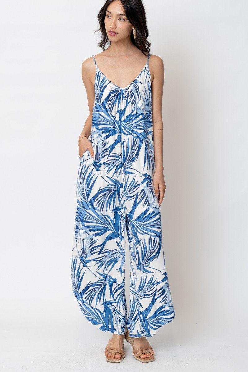 Tropical Paradise Jumpsuit from Raggdoll Boutique, perfect for summer outfits Texas and trendy coastal style.