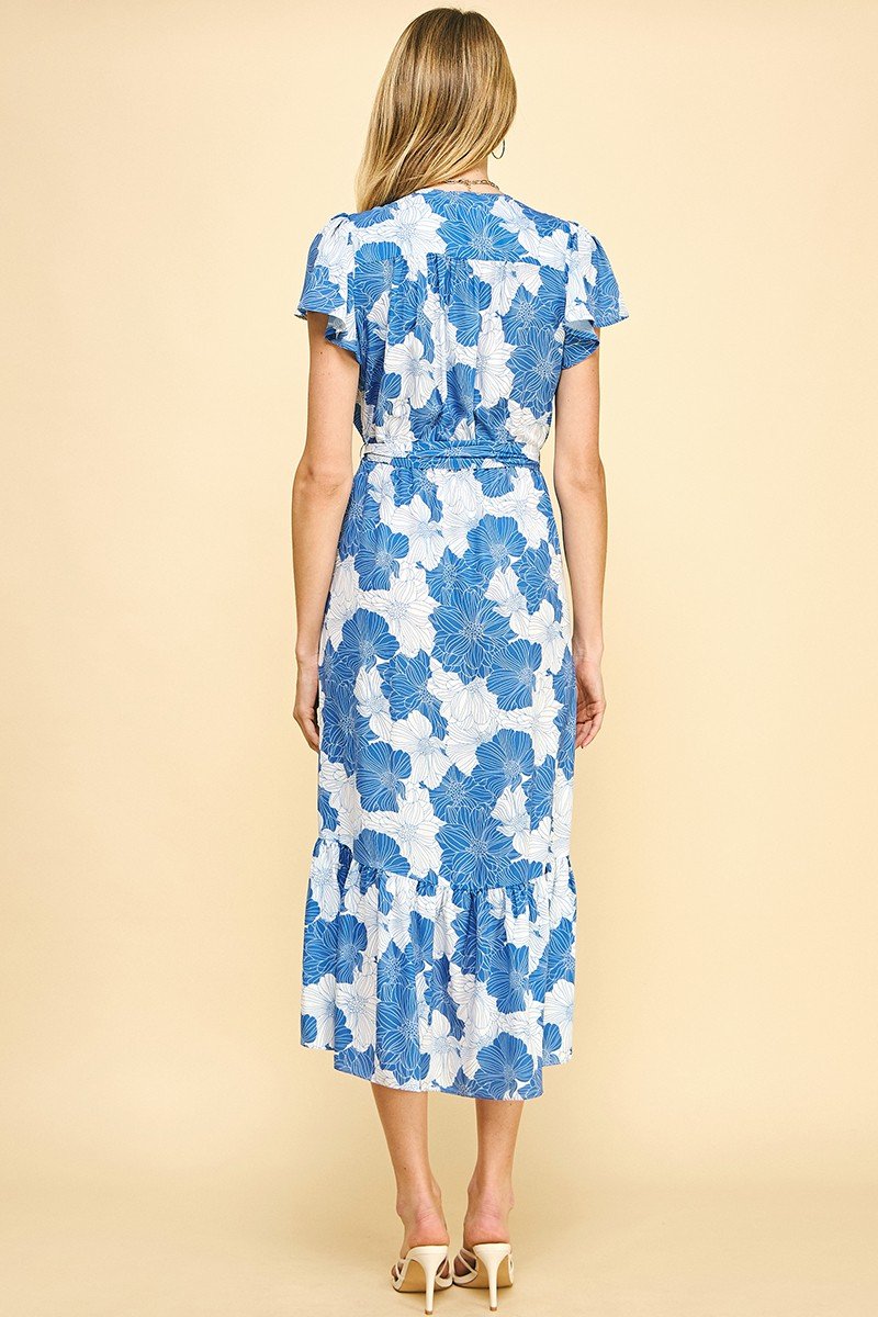 Back view of the SUMMERTIME BLUES DRESS by Raggdoll Boutique, showcasing coastal style and trendy summer outfits Texas.